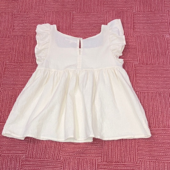Tahari Girl size 12 yrs lovely Ruffled Kids Blouse top cream / off white cotton - Picture 7 of 12